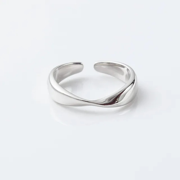 NEW Unisex 925 Sterling Silver Adjustable Wavy Band Ring - Picture 4 of 6